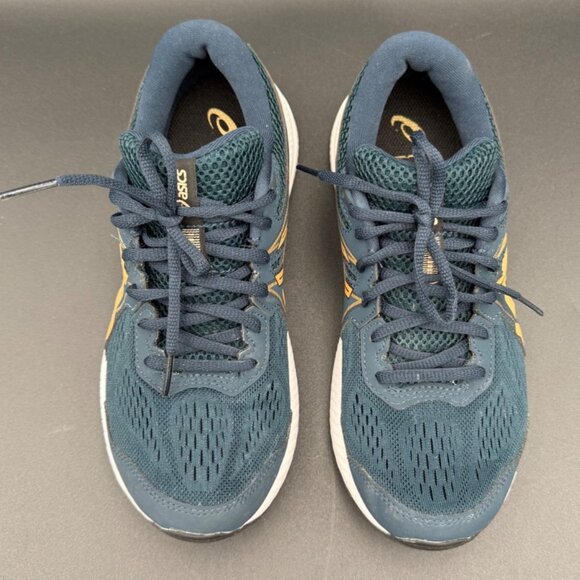 Asics Gel-Contend 7 Womens Running Shoes Breathable Lace-Up Size 8.5 Blue Gold - Picture 2 of 9